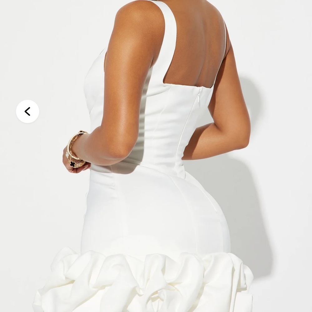 Elegant White Ruffle Mini Dress - Picture 4 of 4